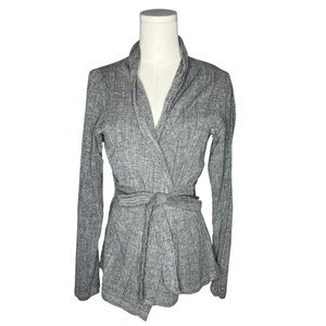 Grassroots by Anita Dongre Grey Wrap Belted Blouse Cardigan Top Quiet Luxury
